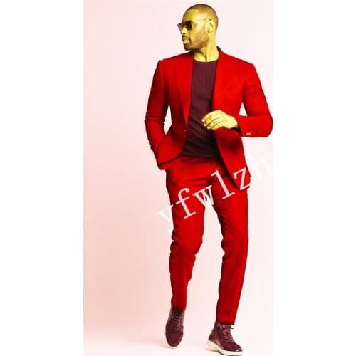 Handsome One Button Groomsmen Peak Lapel Groom Tuxedos Mens Wedding Dress Man Blazer Prom Dinner (Jacket+Pants+Tie) A203
