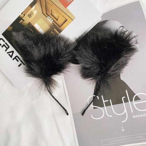 Masquerade Halloween Furry Fox Cat Ears Plush Headband Lolita Cosplay Party Costume Bow Tie Bell Girls Anime Hair Accessories