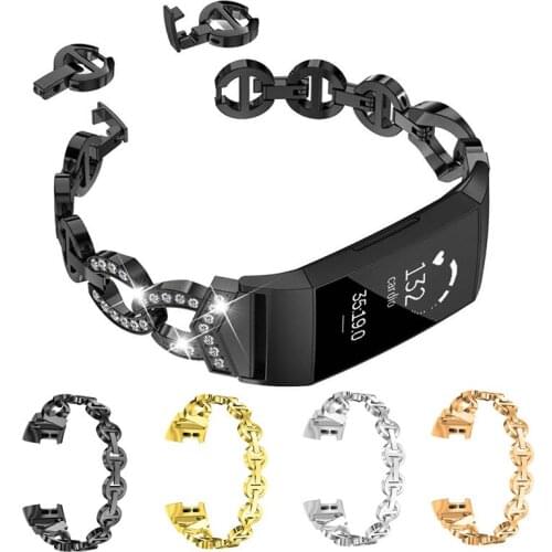 Metal Bands for Fitbit Charge 3 Bling Rhinestone Replacement Band Bracelet Wristbands Accessories Straps for Charge3 &Charge3 SE