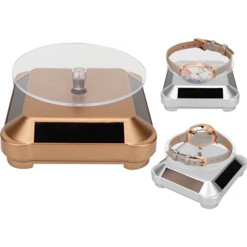 Multi-Purpose Solar Energy Rotating Display Turntable Gold Silver Watch Phone Glasses Jewelry Display Makeup Holder Rack New