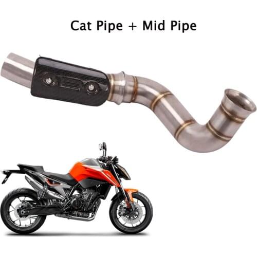 For KTM Duke 790 Motorcycle Exhaust System Catalyst Delete Pipe Mid Pipe With Heat Shield Cover Connecting Link Slip On Modified