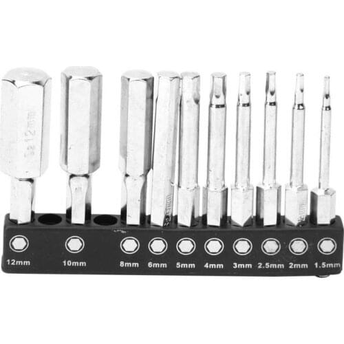 10Pcs Hex Shank Screwdriver Bits Magnetic Bits 1.5-12mm 60mm Length