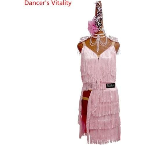 Latin Dance Dress Female Adult Sexy Tassel Hollow Custom Dancing Skirt Professional Performance Costume Fashion Dance Wear