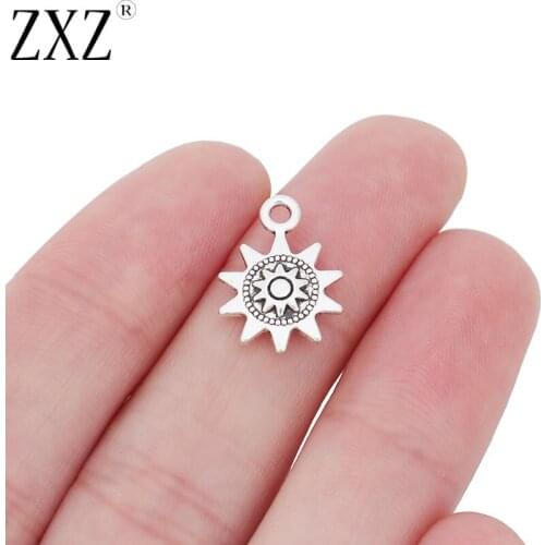 ZXZ 20pcs Tibetan Silver Sun Charms Pendants 2 Sided for Necklace Bracelet Jewelry Making Findings 17x13mm