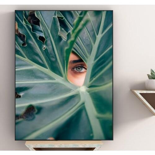 Poster Art Green Plant Eye Space Canvas Painting Nordic Style Poster and Prints Scandinavian for Living Room Wall Art Decoration