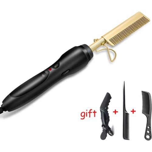 Professional Electric Hair Straightener Brush Ceramic Hair Curling Iron Straightener Comb Hair Iron Curler Hair Styling Tool