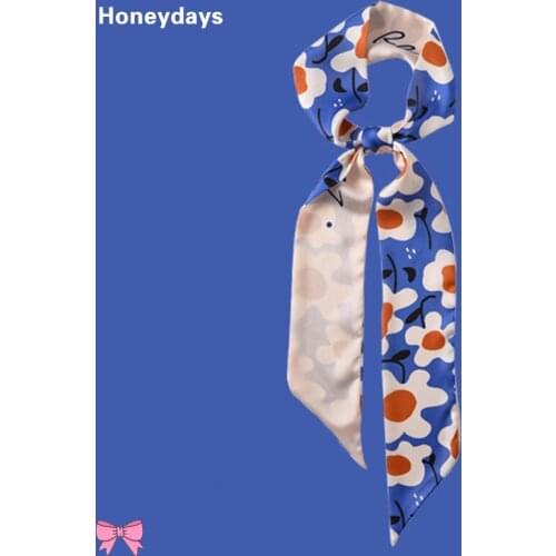 Luxury Brand Broken Flowers Print Silk Scarf Women Small Fresh Narrow Long Decorate Belt Stewardess Necktie Tied Bag Silk Scarfs