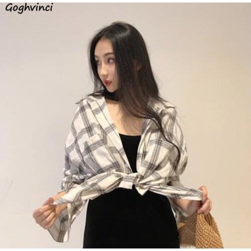 Shirts Women Spring Plaid White Single Breasted Pockets Long Sleeve Thin Loose Sun Protection All-match Blouses Korean Ins Daily