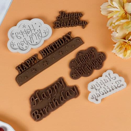 'HAPPY BIRTHDAY' Star Fondant Silicone Mold Chocolate Candy Molds Cookies Pastry Biscuits Mould DIY Baking Cake Decoration Tools