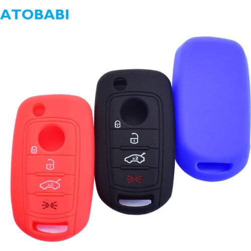 Silicone Car Key Case 4 Buttons Folding Keychain Remote Control Fobs Protector Cover Skin Jacket For Fiat Toro Nuovo Grazie 500X