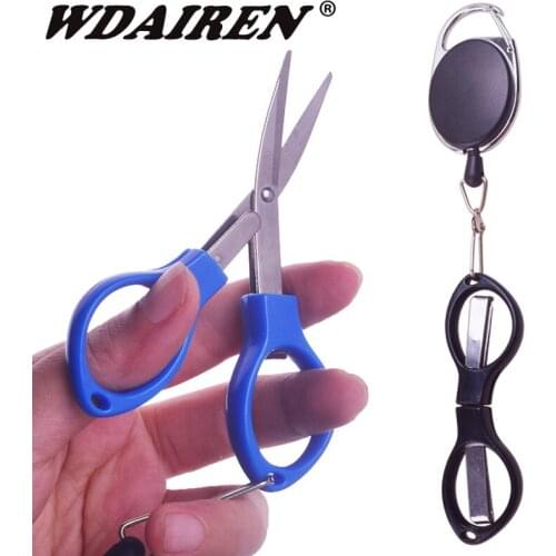 WDAIREN Fast Folding Scissor Telescopic buckle set Stainless Steel Fish Use Scissors Accessorie Fishing Line Cut Clipper Tackle