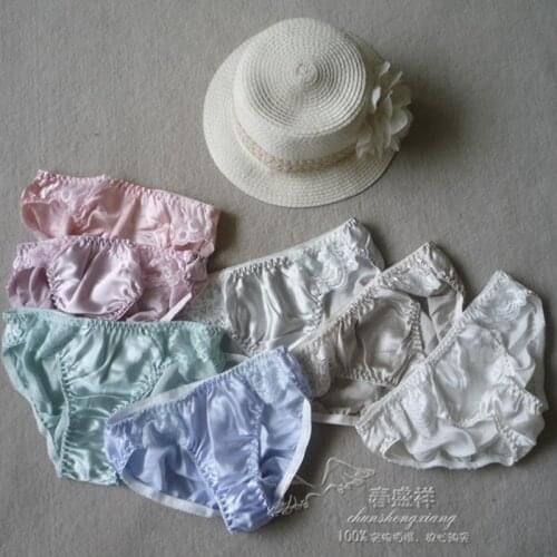 100% Mulberry Silk Women Panties Sexy Solid Color Briefs M/L/XL Free Shipping