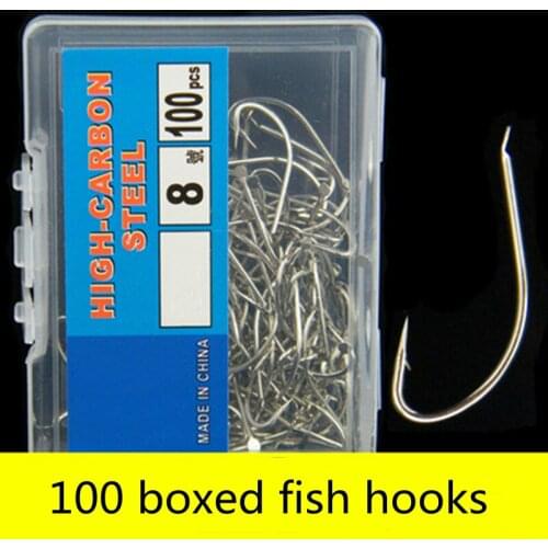 100pcs High Carbon Steel Fishing Hooks Set Barbed Single Circle Carp Hook Sea Fishinhook Fly Fishing Tackle Accessories