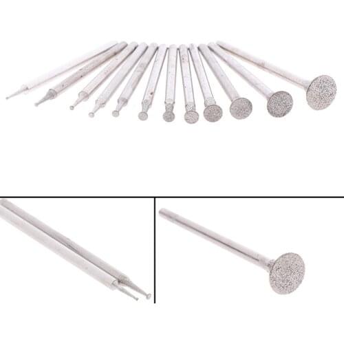 12Pcs New Drill Diamond Grinding Head Bur 2.3mm Jade Stone Carve High Quality Polish Engrave Tool