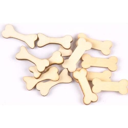 50Pcs Lovely bone pattern natural Wooden Scrapbooking Craft for Embellishments Handmade Diy handicraft Decor 30x12mm MT1967