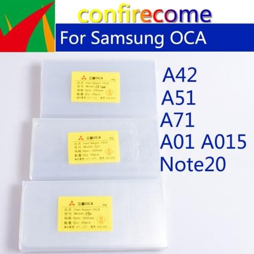 50pcs/Lot OCA Optical Clear Adhesive For Samsung Galaxy Note 20 A42 A51 A71 A01 A015 For Mitsubishi Film OCA Glue