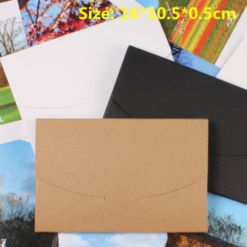 50pcs/lot-16*10.5*0.5cm Blank Black White Kraft Paper Envelope Postcards Greeting Card Cover Photo Packaging Boxes