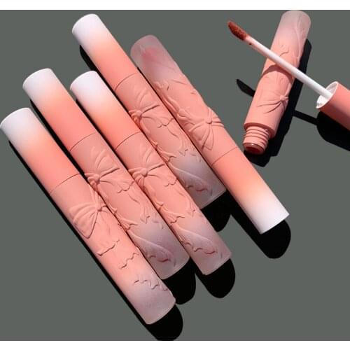 500Pcs 5ml Empty Lip Gloss Tubes Gradient Pink Embossed Bow Cosmetic Lipgloss Tubes Container Makeup Lip Gloss DIY Makeup bottle