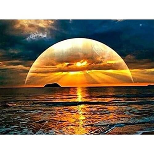 5d Diamond Painting Full Drill Square Round Sunset By The Sea Paint By Diamond Embroidery Scenery Home Decor Mosaic Gift