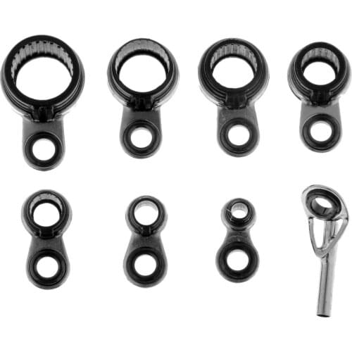 8 Pcs Stainless Steel Fishing Rod Guides Ring Eyes Ring Raft Line Ring Fishing Rod DIY Building Repair Kit Mixed Sizes Pesca