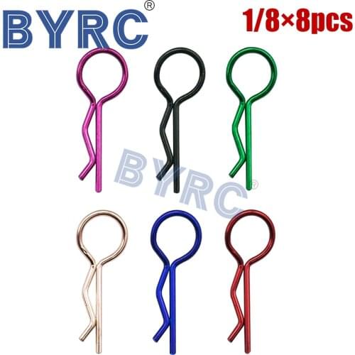 8Pcs multicolour Universal Stainless Steel Body Shell R Clips Pin for 1/8 1/5 RC Model Car HSP 94188 Axial HPI Traxxas Tamiya