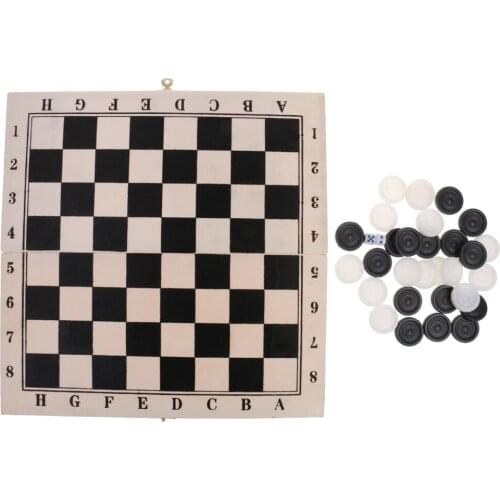 8x8 Checkers Game Set Wooden Foldable Board & Draughts Pieces for Board Game