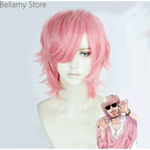 Ayato Yuri Yarichin Bitch Bu Club Pink Curly Wig Cosplay Hair Wigs Halloween +Wig Cap