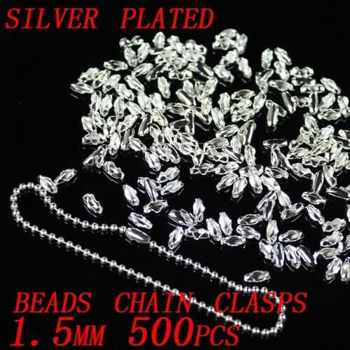 Free Shipping 1.5mm 500pcs Copper Material Beads Chain Clasps Ball Chain Clasps Silver/Gold/Nickle Plated DIY Accessories