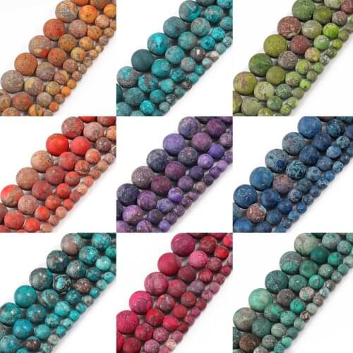 Natural Stone Beads Matte American Turquoises Green Blue Howlite Round Loose Beads for Jewelry Making DIY Bracelet Necklace 15