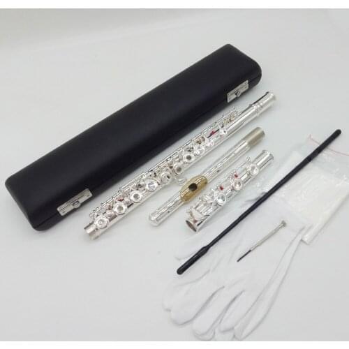 De Xin Flute 500 Series Silver Plated Flute Gold Plated Lip Plate Flutes 514 517 574 577 584 587 597 B Leg Open Close Holes 17