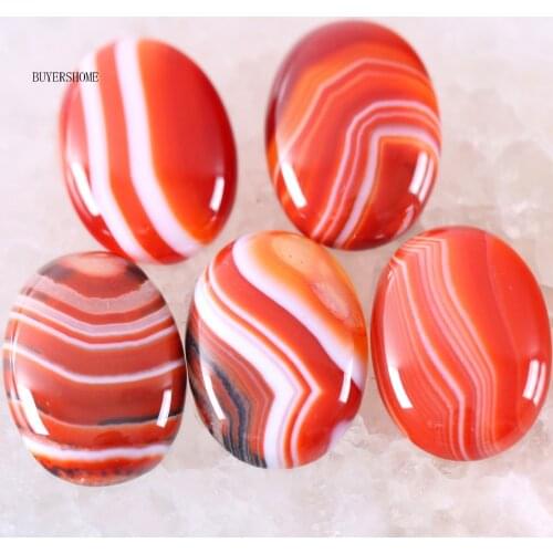 For Jewelry Making Necklace Pendant Bracelet Earrings 18x25MM&15x20MM Oval Natural Stone Bead Orange Red Onyx CAB Cabochon 5Pcs