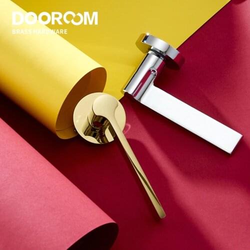 Dooroom Brass Door Lever Mute Shiny Modern Light Luxury Nordic Double Wood Door Bedroom Bathroom Lock Split Dummy Handle Knob