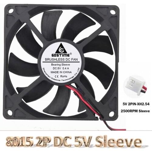 Gdstime DC 5V 80mm 8cm 2Pin Connect Cooling Fan For Computer Case CPU Cooler Radiator