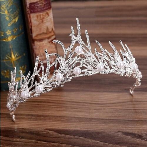 Crystal Pearl Crowns Rhinestone Tiara Brides Hairband Silver Plated Hair Jewelry Princess Crown Fashion Wedding Hair Accessories
