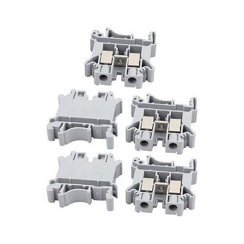 10Pcs UK-10N DIN Rail Mount Guide Terminal Block 800V 76A 10mm2 Cable Gray