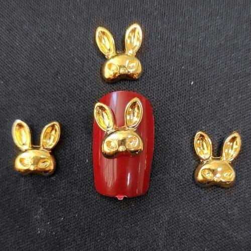 Rabbits Kawaii Japanese Nail Stickers Supply Charms Metal Alloy Decorations Cartoon Metal Jewlery Bling Large Manicure Designer