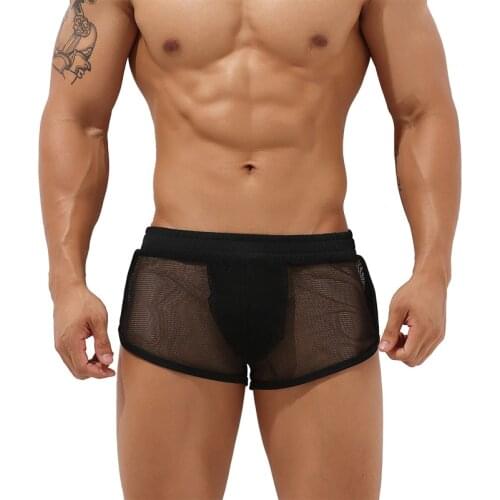 Summer Mens boxers shorts mesh Shorts Men solid Breathable and comfortable home Shorts