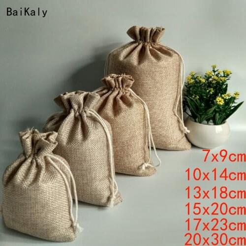 1pcs Burlap Hessian Drawstring Candy Gift Bags Wedding Party Favor Bags Birthday decoration Supplies Jute Linen Gift Bag Pouch