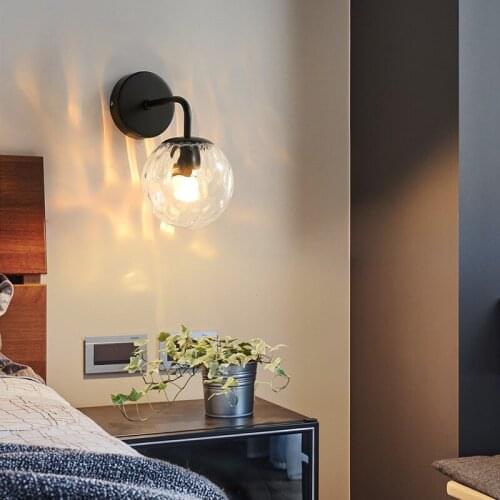 Metal LED Wall Light Fixture with Clear Glass Lampshade for Bedroom Light Modern Light Wall Mounted for Bathroom Living room