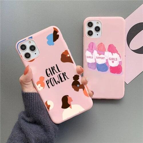 Minimal Girl Power Feminist Aesthetics Phone Case Candy Color for iPhone 6 7 8 11 12 s mini pro X XS XR MAX Plus