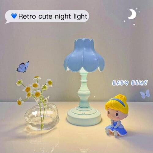 Table Lamp Upgrade Three-speed Retro Table Lamp Ins Lotus Leaf Night Light Cute Girl Romantic Bedroom Lighting Nordic Style