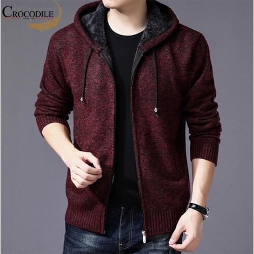 Crocodile brand male Jumper winter warm Coat 7871 sweater coat men Winter Fleece Sweate Knitwear Cardigan Plus Size Knitted