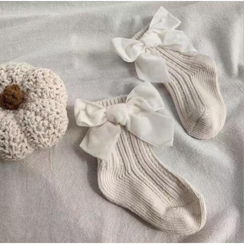 Newborn Baby Girls Bowknot Socks Solid Socks for Kids Summer Anti-slip Knitted Socks Toddler Infant Floor Breathable Socks