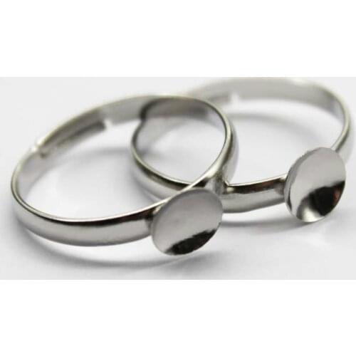 40pcs Fit 8-12mm Ball Base White K Plated Ring Setting Adjustable Cameo Blanks Supplies for Jewelry