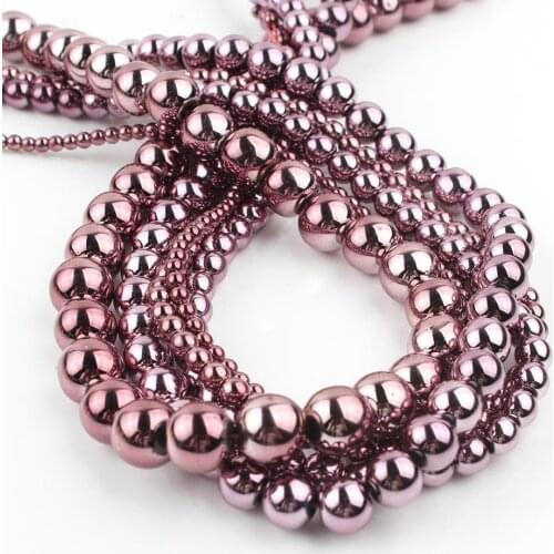 Natural Stone Pink Hematite Bead Loose Spacer Accessories Beads For Jewelry Making DIY Energy Bracelet 15"Inch 3 4 6 8 10mm