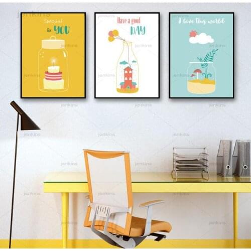 Glass Bottle Cartoon Have a Good Day Posters Nordic Minimalist Home Decor Wall Art for Living Room Canvas Painting No Frame