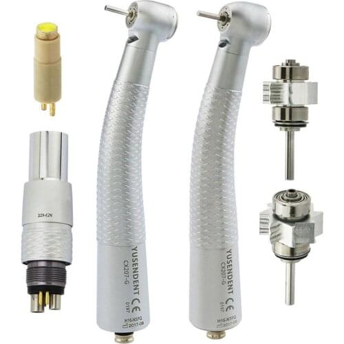 Dental LED Fibre Optic High Speed Handpiece CX207-GN Dental Air Turbine Coupling 6Holes M6 Coupler/Adaptor COXO YUSENDENT