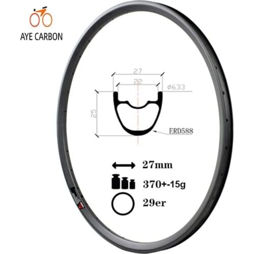 Toray 700 tubeless ready carbon mtb rims 27mm wide 25mm depth 29er carbon all mountain bicycle rims 29 inch XC carbon bike rims