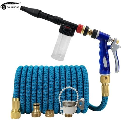 Expandable Garden Hose with Water Gun Adjustable Nozzle Flexible Pipe Hose High Pressure Sprinkler Foam Car Wash Cleaning Toos