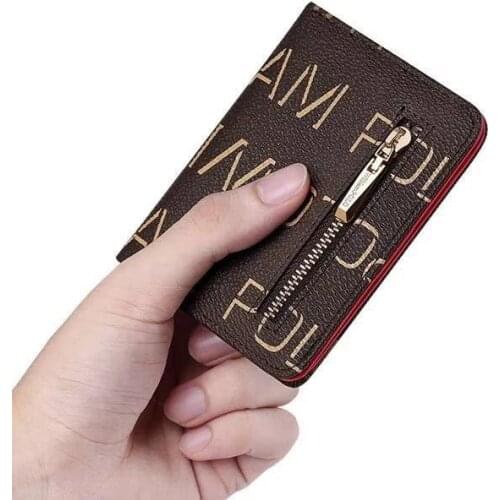 Ultra thin leather Mini Wallet mens and womens short fashion zipper buckle card bag coin cash pocket high grade couple Wallet